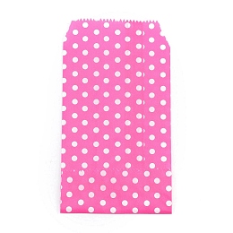 Honeyhandy Kraft Paper Bags, No Handles, Storage Bags, White Polka Dot Pattern, Wedding Party Birthday Gift Bag, Deep Pink, 15x8.3x0.02cm