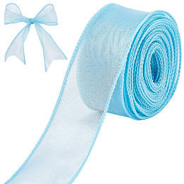 CRASPIRE Sheer Organza Ribbon Light Blue 40mm x 10m Chiffon Ribbon roll for DIY Crafts, Gift Wrapping, Bouquet, Bows, Wedding Party Decorations