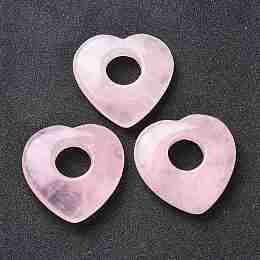 Honeyhandy Natural Rose Quartz Pendants, Heart, 39.5~41.5x40~41.5x7.5~8.5mm, Hole: 12~14.5mm