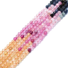 Honeyhandy Natural Tourmaline Beads Strands, Faceted, Round, 2mm, Hole: 0.5mm, about 215pcs/strand, 15.16''~15.55''(38.5~39.5cm)