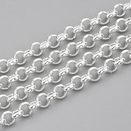 Honeyhandy 3.28 Feet 304 Stainless Steel Rolo Chains, Belcher Chain, Unwelded, Silver Color Plated, 6x2mm