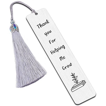 FINGERINSPIRE Teachers Appreciation Words Stainless Steel Bookmarks with Tassel & Envelop, Teacher Bookmark Gifts Thank You Gifts from Student Special Teacher Gift - Thank You for Helping Me Grow