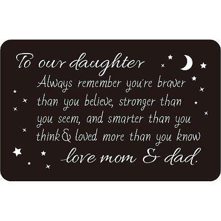 FINGERINSPIRE 3x2 Inch Inspirational Wallet Card Gifts, Encouragement Birthday Gifts to Daughter from Mom Dad, Permanent Engraving Wallet Insert- Always Remember You are Braver Than You Believe
