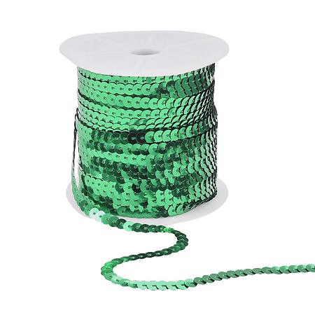 ARRICRAFT 6mm Wide 100yards AB-Color Flat Spangle Paillette Sequin Trim Spool String Beads for Dress Embellish Headband Costume, Green