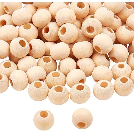 PandaHall Elite 500 Pcs 10mm Natural Unfinished Wood Spacer Beads Large Hole Round Ball Wooden Loose Beads for Crafts DIY Jewelry Bracelet Making Christmas Decoration