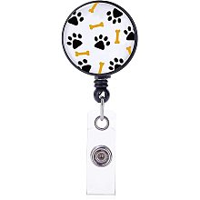 FINGERINSPIRE 4 Pcs Retractable Badge Reel Clip ID Badge Holder, 360° Swivel Badge Reels with Alligator Clip on ID Card Holders for Office Worker Doctor Nurse - Dog Paw & Bone Pattern Design