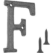 GORGECRAFT 2PCS Cast Iron Door Letter 2.95 Inch Rustic Metal Home Address Letters Mailbox Numbers with Matching Screws, Letter F