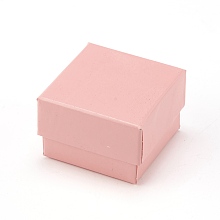 Honeyhandy Cardboard Jewelry Earring Boxes, with Black Sponge, for Jewelry Gift Packaging, Pink, 5x5x3.4cm