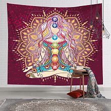 Honeyhandy Mandala Yoga Colorful Indian Tapestries, Polyester Bohemian Wall Hanging Tapestry, for Bedroom Living Room Decoration, Rectangle, Yoga Pattern, 1300x1500mm