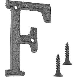 GORGECRAFT 2PCS Cast Iron Door Letter 2.95 Inch Rustic Metal Home Address Letters Mailbox Numbers with Matching Screws, Letter F