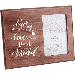 FINGERINSPIRE 10x8inches/25X20cm "Lucky to be in Love with My Best Friend" Picture Frame - Engraved Natural Wood Photo Frame - Wedding Gifts, Engagement Gifts