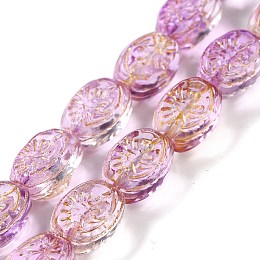 Honeyhandy Transparent Glass Beads Strands, Oval, Blue Violet, 11x8x5.5mm, Hole: 1mm, about 32pcs/strand, 13.78 inch(35cm)