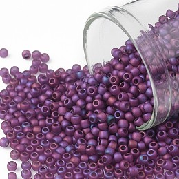 TOHO Round Seed Beads, Japanese Seed Beads, Matte, (625F) Raspberry Matte Luster, 11/0, 2.2mm, Hole: 0.8mm, about 1110pcs/10g