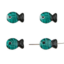 Honeyhandy Handmade Lampwork Beads, Fish, Teal, 20x12mm, Hole: 2mm, about 1pc/bag