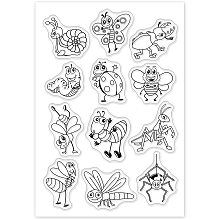 GLOBLELAND Cartoon Insect Clear Stamps Butterfly Snail Bee Dragonfly Spider Silicone Stamp Cards for Card Making Photo Album Decoration and DIY Scrapbooking