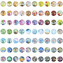 Arricraft 70 Pcs 25mm Printed Glass Cabochons, Flatback Dome Cabochons, Mosaic Tile for Photo Pendant Making Jewelry, Tree