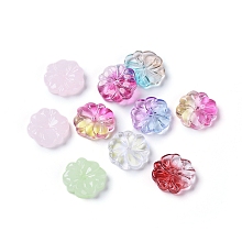 Honeyhandy Transparent Glass Beads, Flower, Mixed Color, 15x4mm, Hole: 1.2mm