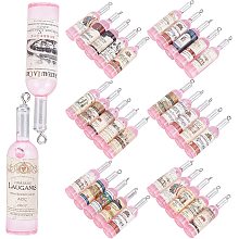 SUNNYCLUE 32pcs Random Label Resin Wine Bottle Charms Bottle Charms Resin Pendants with Iron Loop Earring Necklace Keychain Dangles for DIY Jewellery Making Accessories, Pink