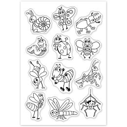 GLOBLELAND Cartoon Insect Clear Stamps Butterfly Snail Bee Dragonfly Spider Silicone Stamp Cards for Card Making Photo Album Decoration and DIY Scrapbooking