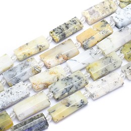 Honeyhandy Natural White African Opal Beads Strands, Rectangle, Faceted, 27~29x13~14x6~7mm, Hole: 1.5mm, about 12pcs/Strand, 14.96 inch(38cm)