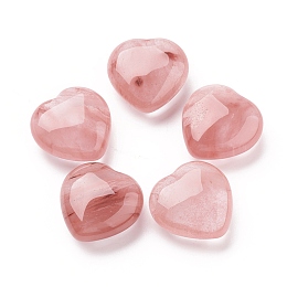 Honeyhandy Cherry Quartz Glass Beads, No Hole/Undrilled, Heart, 30x30x14.5mm