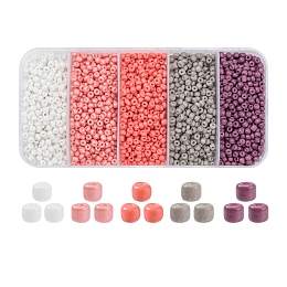 Honeyhandy 1900Pcs 5 Colors Baking Paint Glass Seed Beads, 8/0, Brown, 3~3.5mm, Hole: 1~1.2mm, 18g, about 380pcs/color