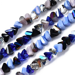 Honeyhandy Electroplate Glass Beads Strands, Triangle, Cornflower Blue, 3.5x6x4.5mm, Hole: 1mm, about 100pcs/strand, 13.39''(34cm)