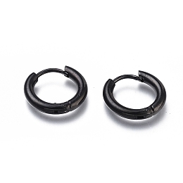 Honeyhandy 304 Stainless Steel Huggie Hoop Earrings, Hypoallergenic Earrings, Thick Hoop Earrings, Ring, Gunmetal, 10 Gauge, 14.5x14x2.5mm, Pin: 1mm