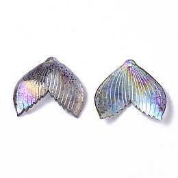 Honeyhandy Transparent Acrylic Pendants, with Glitter Powder, AB Color Plated, Mermaid Fishtail, Gray, 24x26x3mm, Hole: 1.4mm