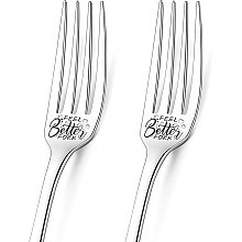 GLOBLELAND 2Pcs Feel Better Fork Engraved Fork with Gift Box Stainless Steel Table Forks for Friends Families Festival Christmas Birthday Wedding, 8Inches