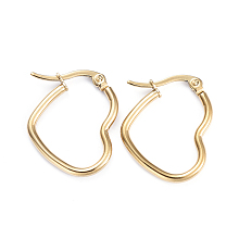 Honeyhandy 201 Stainless Steel Hoop Earrings, with 304 Stainless Steel Pins, Heart, Golden, 27x22x2mm, 12 Gauge, Pin: 1x0.7mm