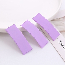 Honeyhandy Frosted Plastic Snap Hair Clips, with Metal Clip, for Women and Girls, Waved Rectangle, Plum, 56x22mm