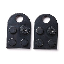 Honeyhandy Resin Pendants, Building Blocks Charms, Half Oval, Black, 23.5x15.5x5mm, Hole: 5mm