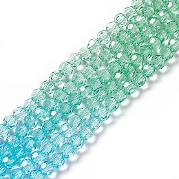 Transparent Glass Beads Strands, Faceted, Round, Green, 4mm, Hole: 0.8mm, about 98pcs/strand, 15.16 inch(38.5cm)