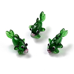 Honeyhandy Handmade Lampwork Beads, Goldfish, Green, 28x15.5x16mm, Hole: 1.7mm