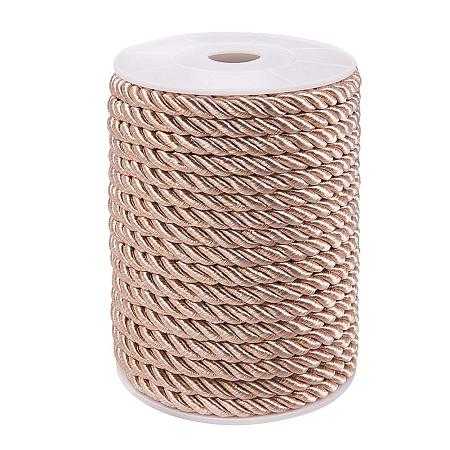 PandaHall Elite 5mm/ 18 Yards Twisted Cord Rope Nylon Twisted Cord Trim Thread String for Home Décor Curtain Tieback, Honor Cord (Tan Color)