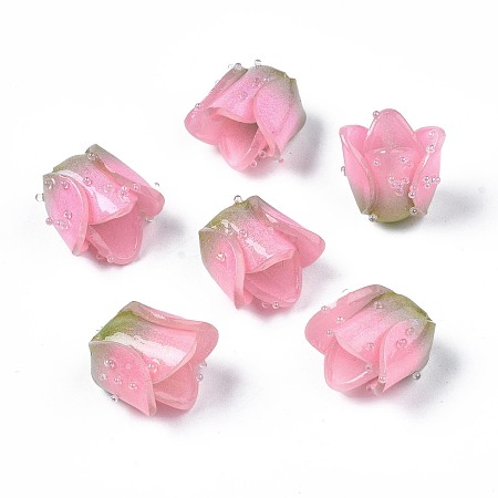Plastic Beads, Flower, Pearl Pink, 13~15x13.5~15x13.5~15mm, Hole: 0.8mm