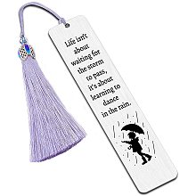 FINGERINSPIRE Inspirational Stainless Steel Bookmarks - Life Isn't About Waiting for The Storm to Pass Metal Engraved Bookmark with Tassel & Gift Box Encouragement Graduation Birthday Book Club Gift