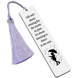 FINGERINSPIRE Inspirational Stainless Steel Bookmarks - Life Isn't About Waiting for The Storm to Pass Metal Engraved Bookmark with Tassel & Gift Box Encouragement Graduation Birthday Book Club Gift