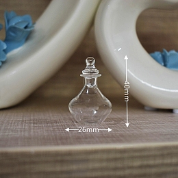 Honeyhandy Miniature Glass Bottle, with Lid, for Dollhouse Accessories Pretending Prop Decorations, Clear, 26x40mm