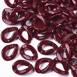 Honeyhandy Opaque Acrylic Linking Rings, Quick Link Connectors, For Curb Chains Making, Twist, Dark Red, 22x16.5x5.5mm, Inner Measure: 12x6mm