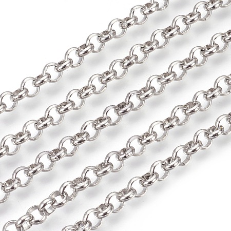 Honeyhandy 304 Stainless Steel Rolo Chains, Belcher Chain, Unwelded, Stainless Steel Color, 5mm