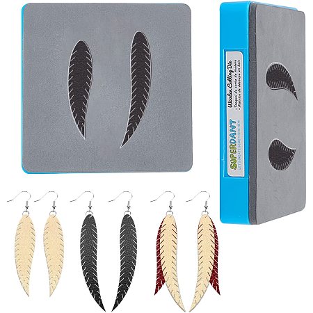 SUPERDANT Leather Cutting Die Layered Earring Wooden Dies Feather Tassel Cutting Machine Leather Jewelry Die Cutter Machine with Plastic Protective Box and EVA Foam for DIY Craft