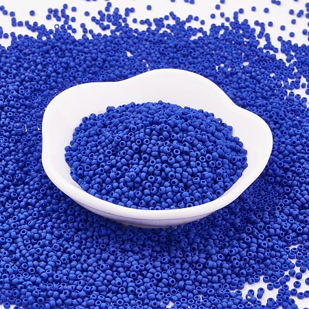 TOHO Japanese Seed Beads, Round, 11/0 Matte Opaque, Blue, 2x1.5mm, Hole: 0.5mm, about 933pcs/10g