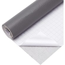 BENECREAT 47x15.75 Inch Gray Self Adhesive Synthetic Leather Lychee Pattern PU Leather Fabric Repair Patch for Sofa Couch Car Seat Furniture