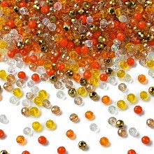 Honeyhandy Glass Beads, Mixed Style, Faceted Rondelle, Orange, 4x3.5mm, Hole: 1mm, about 500pcs/bag