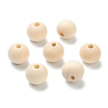 Honeyhandy Natural Unfinished Wood Beads, Round Wooden Loose Beads, Wheat, 19x17.5mm, Hole: 5.5mm, about 240pcs/500g