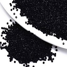 Honeyhandy 11/0 Grade A Glass Seed Beads, Cylinder, Uniform Seed Bead Size, Baking Paint, Black, 1.5x1mm, Hole: 0.5mm, about 2000pcs/10g