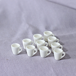 Honeyhandy Resin Miniature Teacup Ornaments, Micro Landscape Garden Dollhouse Accessories, Pretending Prop Decorations, White, 16x13mm, 10pcs/set.