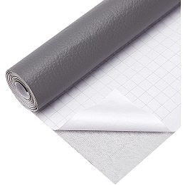 BENECREAT 47x15.75 Inch Gray Self Adhesive Synthetic Leather Lychee Pattern PU Leather Fabric Repair Patch for Sofa Couch Car Seat Furniture